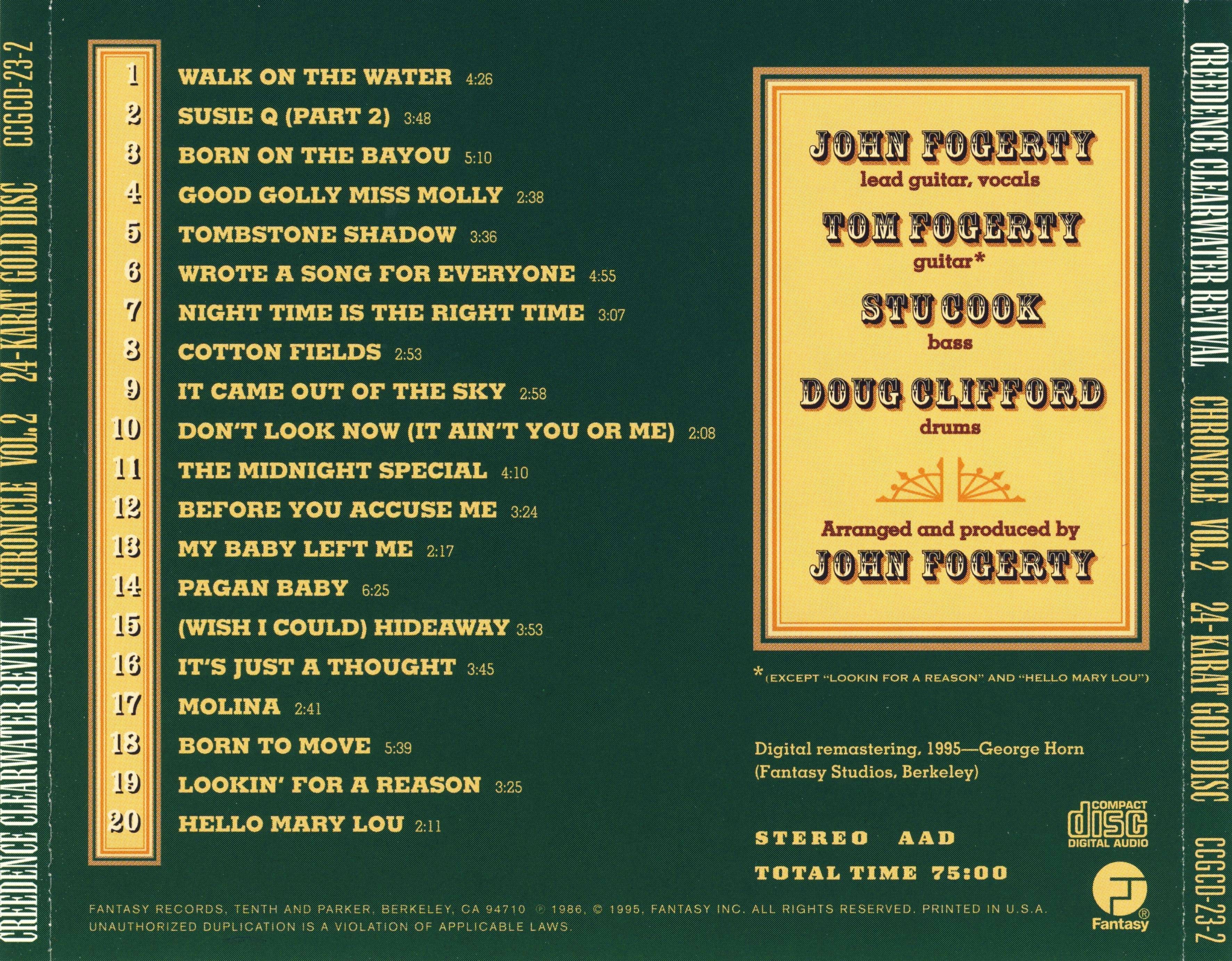 Creedence Clearwater Revival Chronicle Vol 2 : Back US